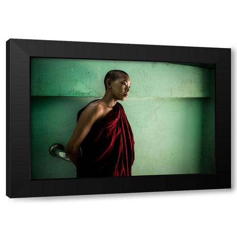 The Young Monk Black Modern Wood Framed Art Print with Double Matting by Cowle, Elizabeth