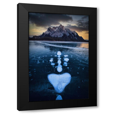 Symmetry Of Icelake Black Modern Wood Framed Art Print by Zheng, Michael