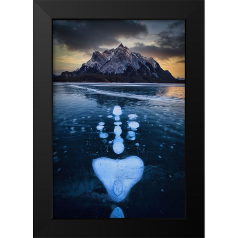 Symmetry Of Icelake Black Modern Wood Framed Art Print by Zheng, Michael