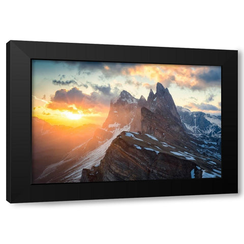 Sunrise at Seceda Black Modern Wood Framed Art Print by Zheng, Michael