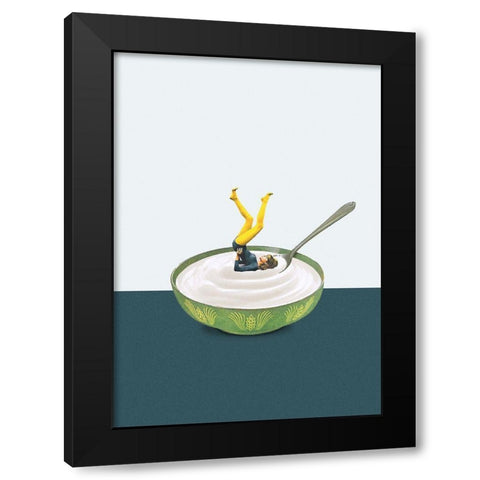 Yoga in my yogurt Black Modern Wood Framed Art Print by Leon, Maarten