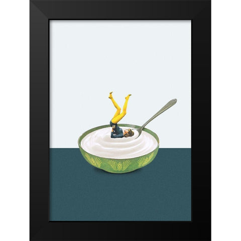 Yoga in my yogurt Black Modern Wood Framed Art Print by Leon, Maarten