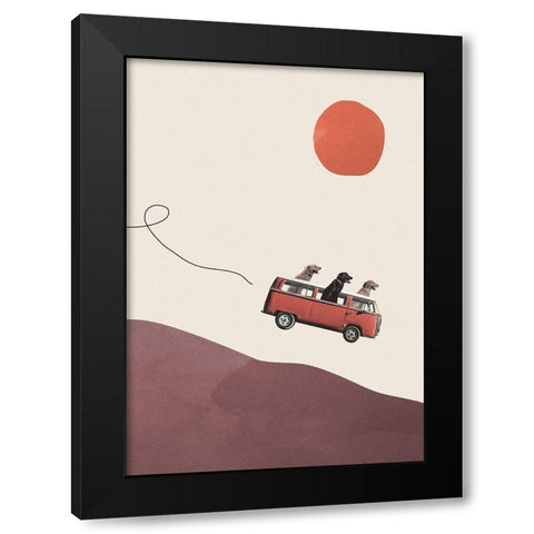 Adventure gang Black Modern Wood Framed Art Print with Double Matting by Leon, Maarten