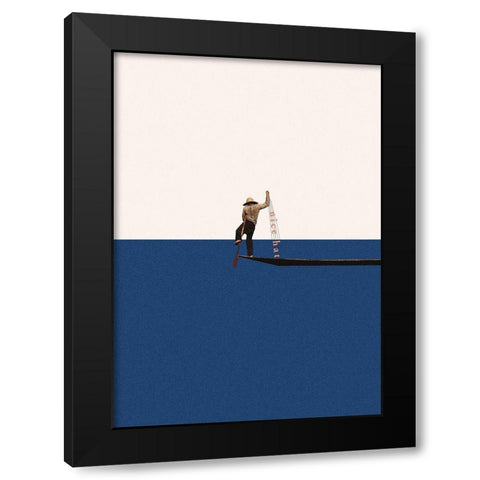 Fishing for compliments Black Modern Wood Framed Art Print by Leon, Maarten