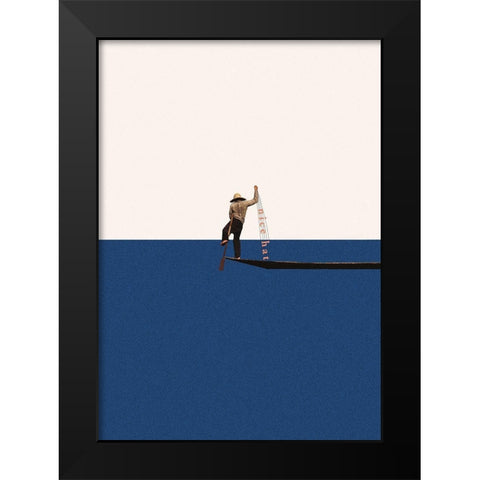 Fishing for compliments Black Modern Wood Framed Art Print by Leon, Maarten