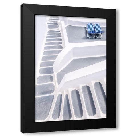 steps and sun loungers Black Modern Wood Framed Art Print with Double Matting by Wride, Linda