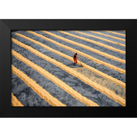 Line work Black Modern Wood Framed Art Print by Das, Avishek