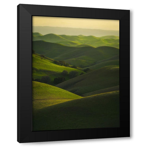 Rolling Hills Black Modern Wood Framed Art Print with Double Matting by Chengming
