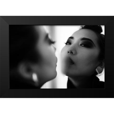 say breathily Black Modern Wood Framed Art Print by Fukuda, Hiro