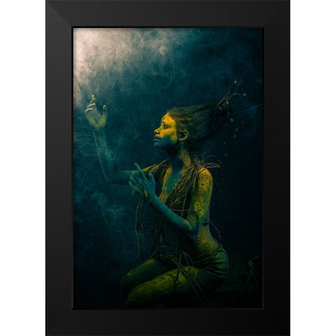 Lost Mermaid Black Modern Wood Framed Art Print by Paul, Dipankar