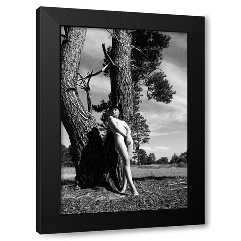 With Hat Black Modern Wood Framed Art Print by Blasko, Jan