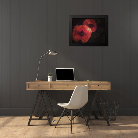 Blood thirsty Poppies Black Modern Wood Framed Art Print by Margau, Delphine