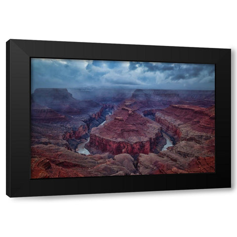 Amidst A Snowstorm Black Modern Wood Framed Art Print by Zheng, Michael