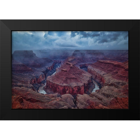 Amidst A Snowstorm Black Modern Wood Framed Art Print by Zheng, Michael