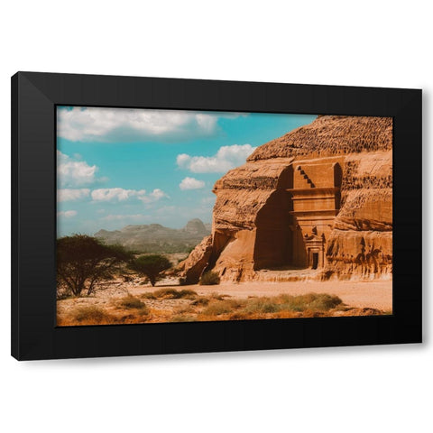 Alula-Saudi Arabia Black Modern Wood Framed Art Print by Khaled