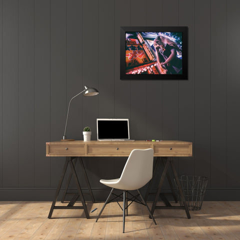 Tokyo Darkness Black Modern Wood Framed Art Print by Ootama
