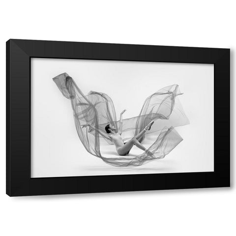 Ballerina Inside the cloth Black Modern Wood Framed Art Print with Double Matting by Suhardjo, Lisdiyanto