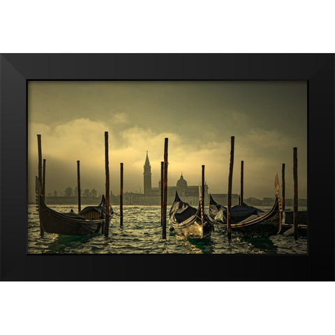 Light In The Mist Black Modern Wood Framed Art Print by DUPONT, Isabelle