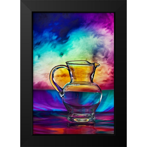 a glass water bowl Black Modern Wood Framed Art Print by Esto, Darija