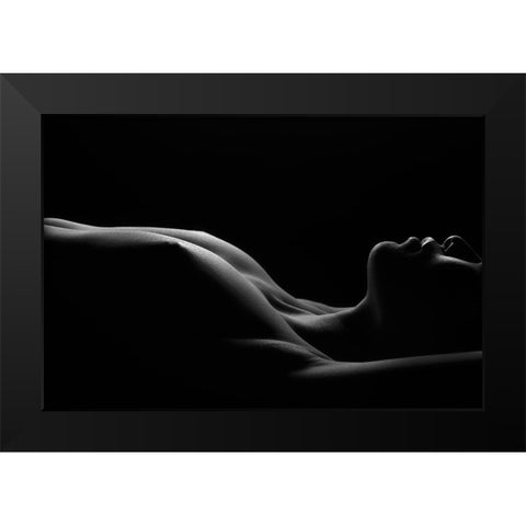 Part Of Body Black Modern Wood Framed Art Print by Fifi, Magdalena