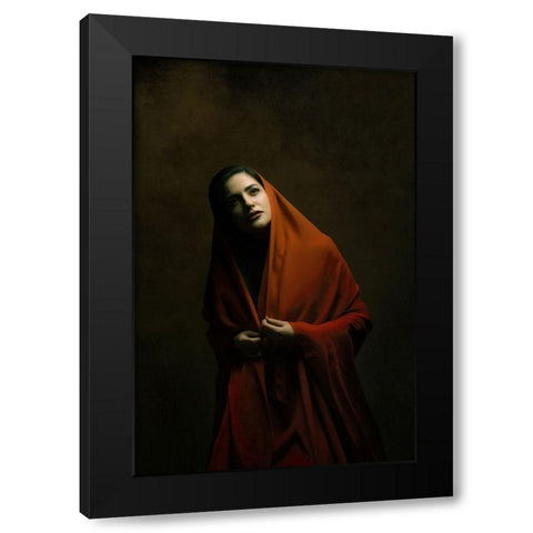 Persian Girl Black Modern Wood Framed Art Print by Hasheminasab, Moein