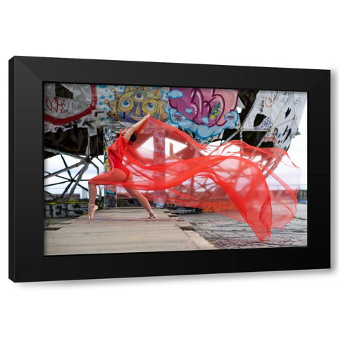 The Woman In The Storm Black Modern Wood Framed Art Print by Graf, James