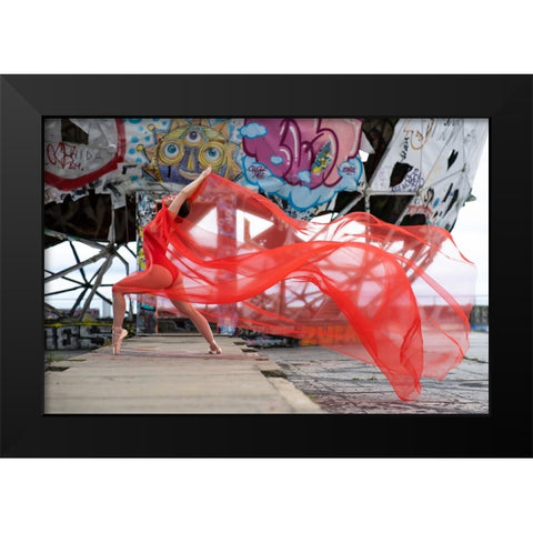 The Woman In The Storm Black Modern Wood Framed Art Print by Graf, James
