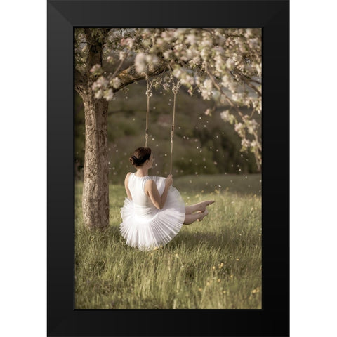 Cherry Tree Swing Black Modern Wood Framed Art Print by Graf, James