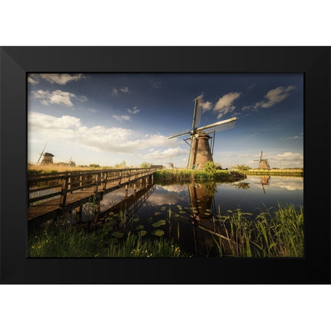Postcards from Kinderdijk Black Modern Wood Framed Art Print by Alvaro, Alberto