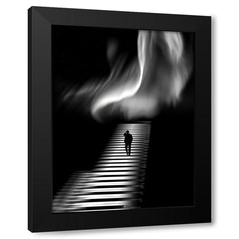 accanemm Black Modern Wood Framed Art Print with Double Matting by Lammakmak