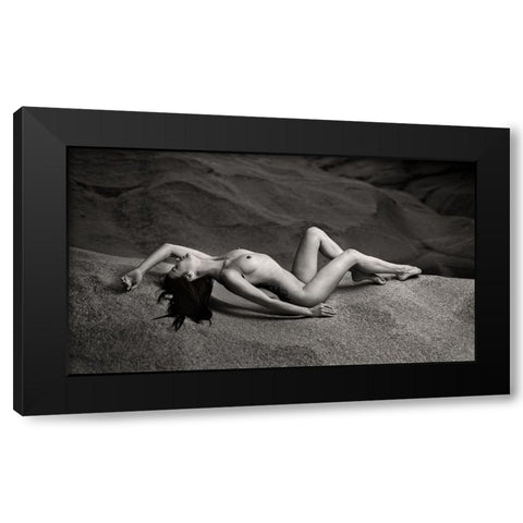 Nude On The Rock Black Modern Wood Framed Art Print with Double Matting by Gil Raga, Joan