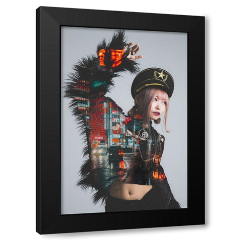 Living with the night Black Modern Wood Framed Art Print with Double Matting by Daichi, Murakyami