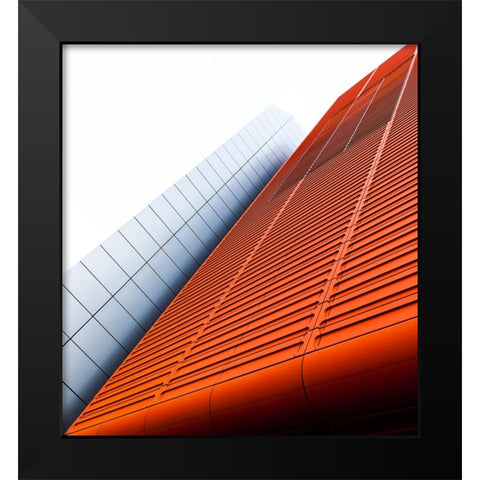 Red Wall Black Modern Wood Framed Art Print by Lionse, Art
