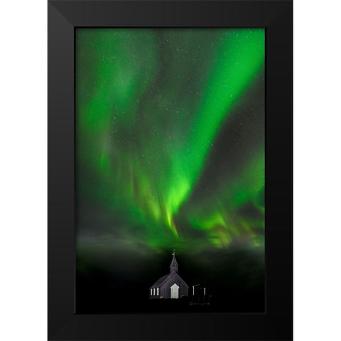 Celestial Dance Black Modern Wood Framed Art Print by Oberai, Jassi