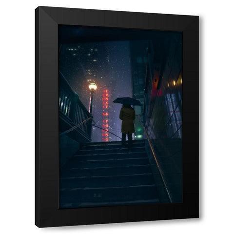 Exiting to the Storm Black Modern Wood Framed Art Print with Double Matting by De La, Javier