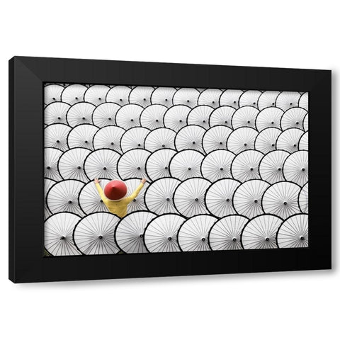 White Umbrella Black Modern Wood Framed Art Print by Herliyanto, Gatot