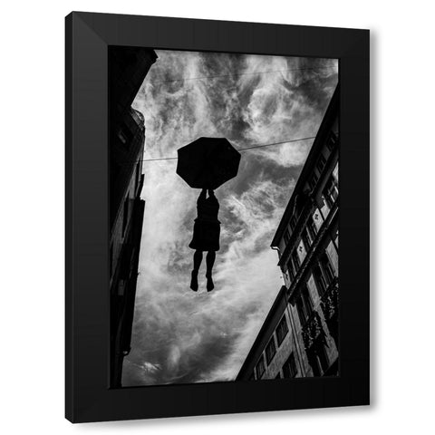 Hanging in there Black Modern Wood Framed Art Print with Double Matting by Roos, Wille