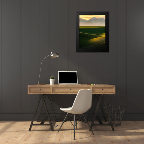 Spring sunset Black Modern Wood Framed Art Print by Ilkovic, David