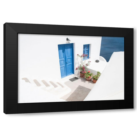 Steps Down To Blue Black Modern Wood Framed Art Print by Wride, Linda