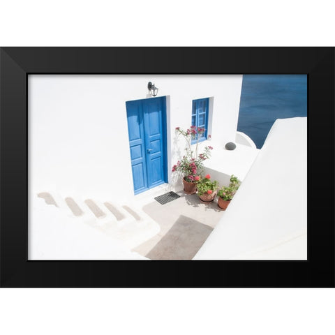 Steps Down To Blue Black Modern Wood Framed Art Print by Wride, Linda