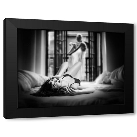 Playing Time Black Modern Wood Framed Art Print with Double Matting by Punyet Miro, Carles