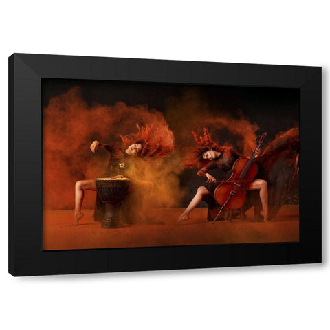Brisk Music Black Modern Wood Framed Art Print with Double Matting by Adhisuria, Rubby