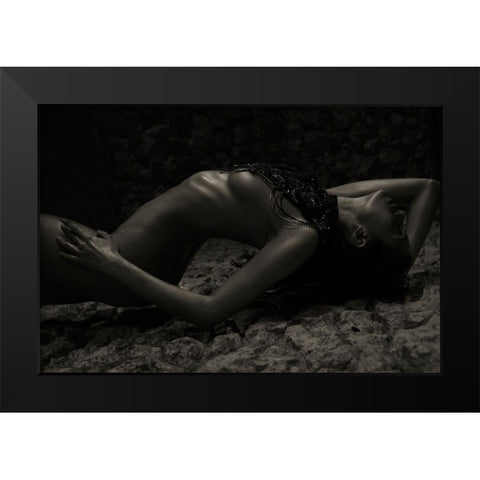 Joallle Dark Black Modern Wood Framed Art Print by L. Bardaji, Rafael