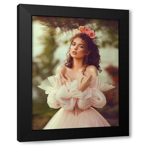 Spring Black Modern Wood Framed Art Print with Double Matting by Fedur, Adalia