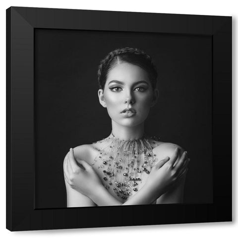 Jewels Black Modern Wood Framed Art Print with Double Matting by Fedur, Adalia