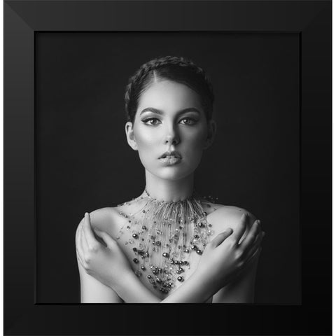 Jewels Black Modern Wood Framed Art Print by Fedur, Adalia