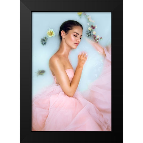 Milk Bath Black Modern Wood Framed Art Print by Fedur, Adalia
