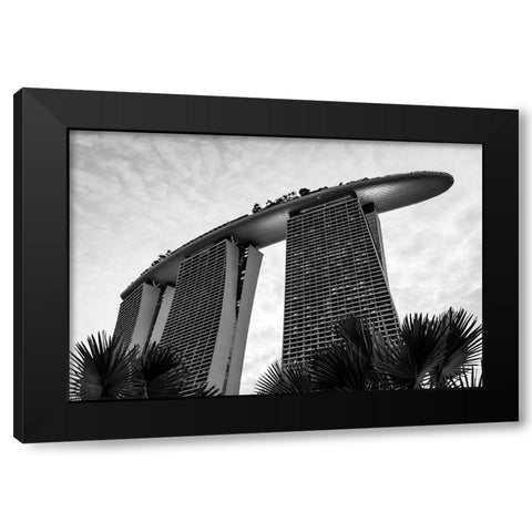 The Marina bay Black Modern Wood Framed Art Print by Haimovich, Noam