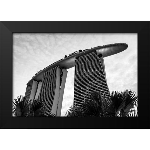 The Marina bay Black Modern Wood Framed Art Print by Haimovich, Noam
