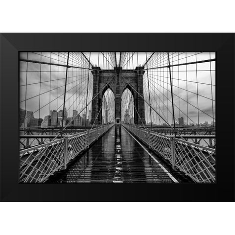 Brooklyn Bridge Black Modern Wood Framed Art Print by Sowter, Ashley